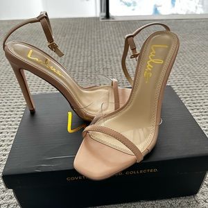 Lulus Exclusive! Jaque Light Nude Vinyl Ankle Strap High Heel Sandals!
